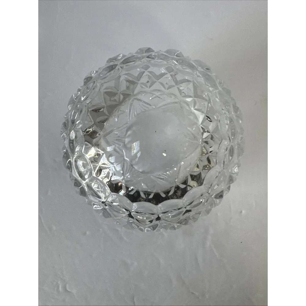 Heavy Clear Lead‎ Crystal Scalloped Bowl Vase Candle Holder 4.25